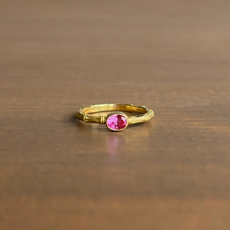 Pink Sapphire Bamboo Ring