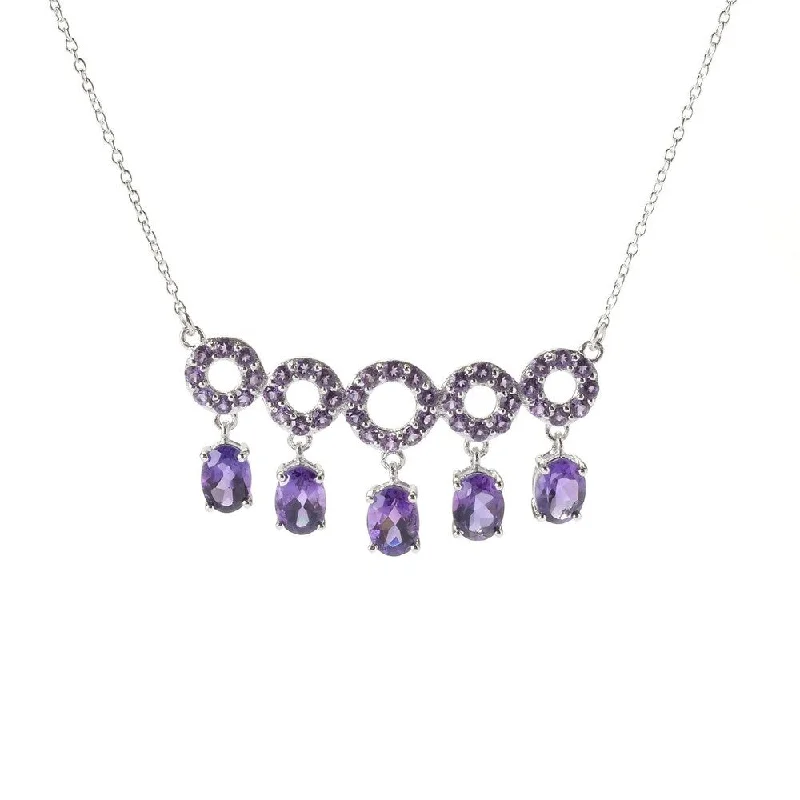 Drape-style necklaces-Sterling Silver Amethyst Circle Bar Necklace