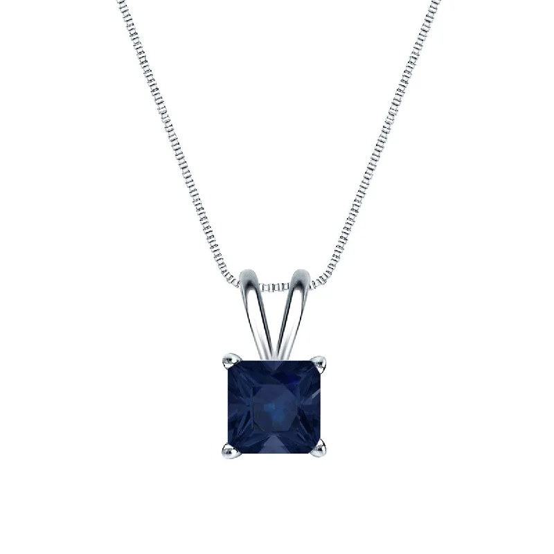 Sleek pendant necklaces-Auriya 14k Gold 1/2ct Princess-cut Sapphire Solitaire Necklace