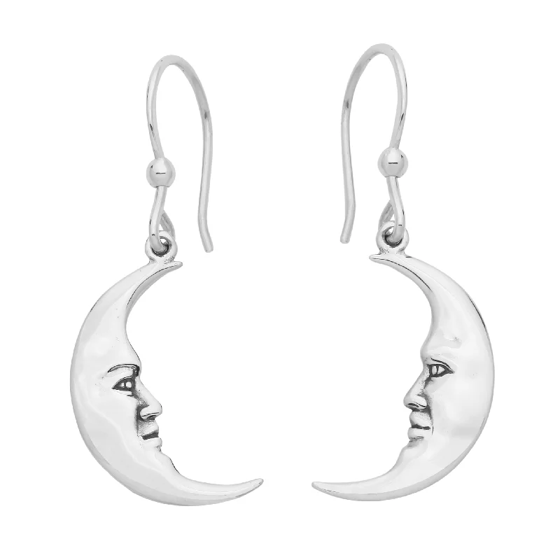 Smooth drop earrings-MOON MAN - Sterling Silver Drops