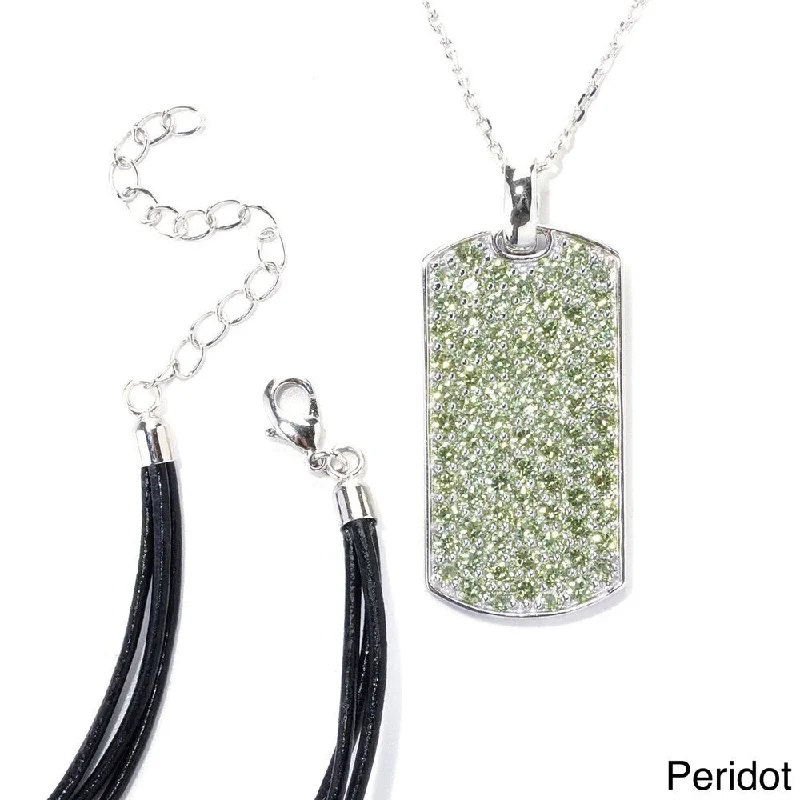 Pure crystal necklaces-Sterling Silver Pave Gemstone Necklace with Chain and Cord