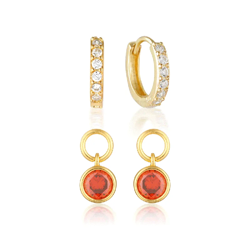 Playful pair earrings-Design Your Birthstone Set Jet Gold