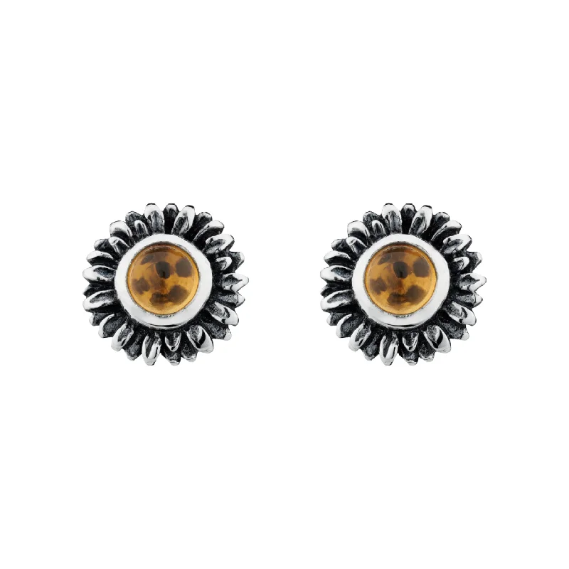 Agate drop earrings-JOY - Citrine & Sterling Silver Studs