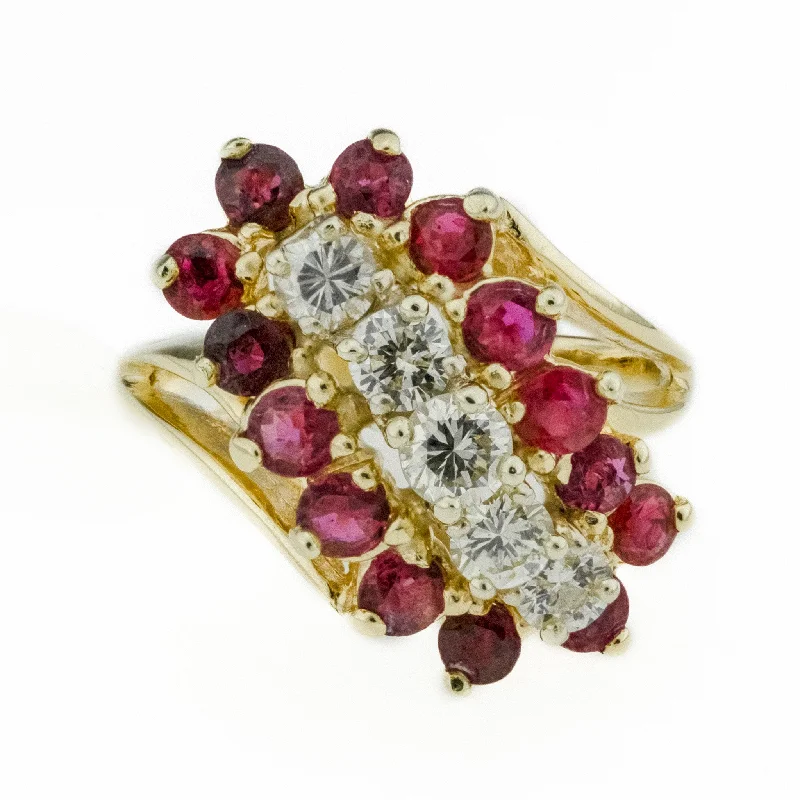 Luxe diamond engagement rings-0.80ctw Natural Ruby & 0.75ctw Diamond Accents Ring in 14K Yellow Gold - Size 6