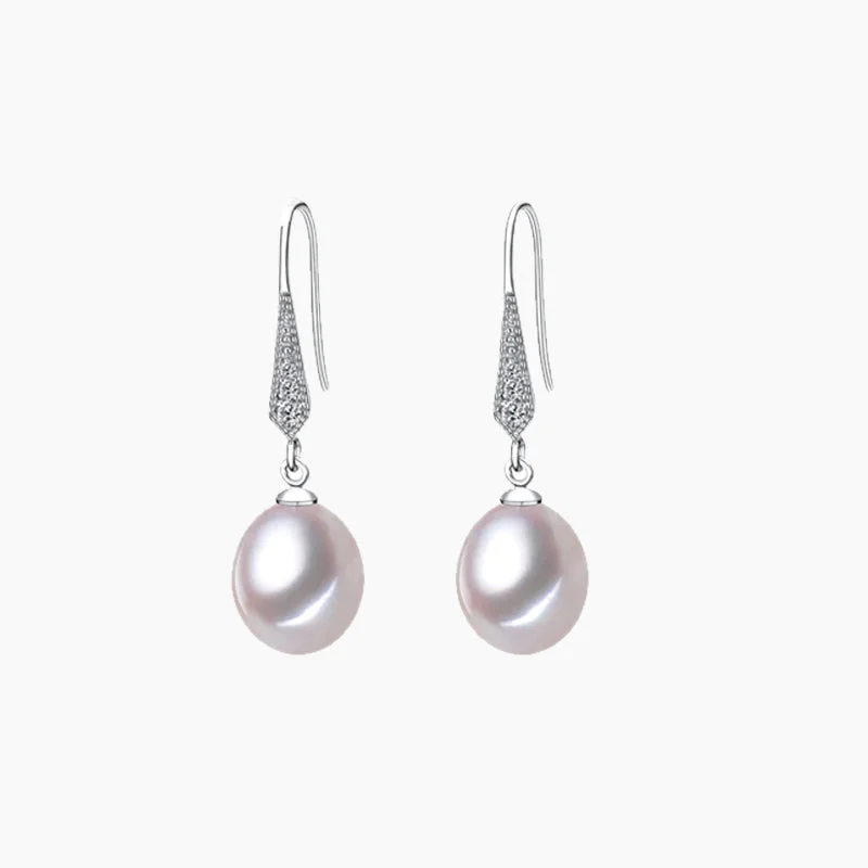 Thick hoop earrings-Pearl 925 Silver Drop Earring