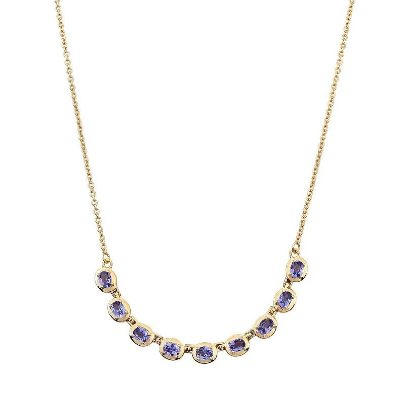 Cotton braid necklaces-Yellow Gold Over Sterling Silver Tanzanite Necklace