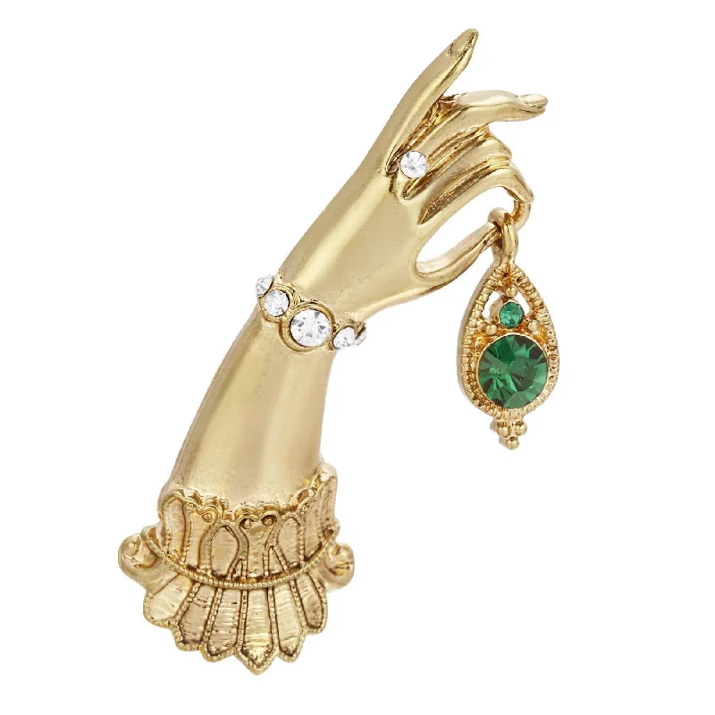 Vintage flair bangles-2028 Jewelry Belle Epoch Ladies Hand With Crystal Bracelet And Ring Crystal Drop Pin