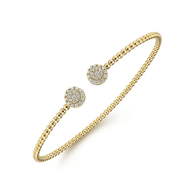 Multi-bead bangles-Gabriel & Co. Yellow Gold BujukanCuff Bracelets with Diamond Pave Discs