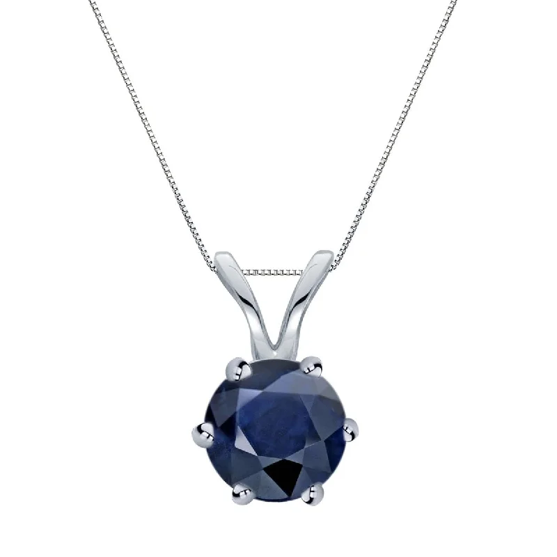 Oval gem necklaces-Auriya 14k Gold Blue Sapphire Solitaire Necklace 3/4ctw 6-Prong