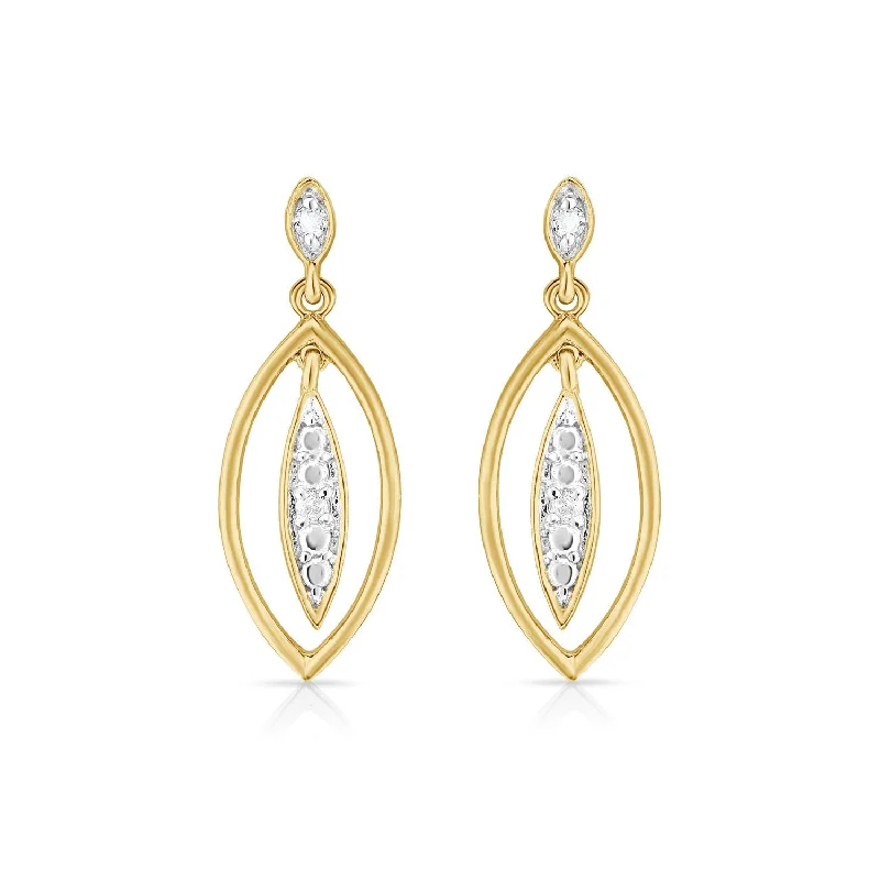 Pure gem earrings-Diamond Leaf Earrings