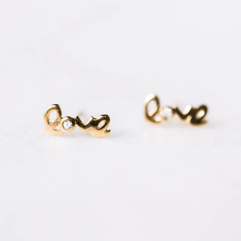 Woven cord earrings-Mini Love Earrings | 14-Karat