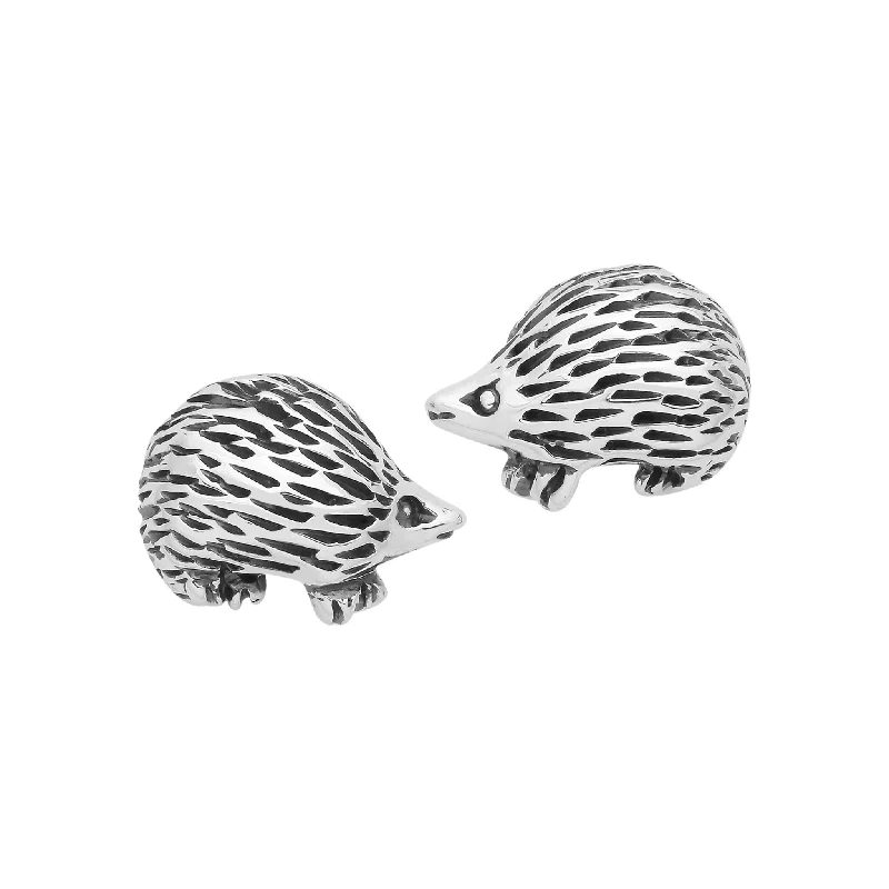 Morganite stud earrings-LITTLE HEDGEHOG - Sterling Silver Stud Earrings