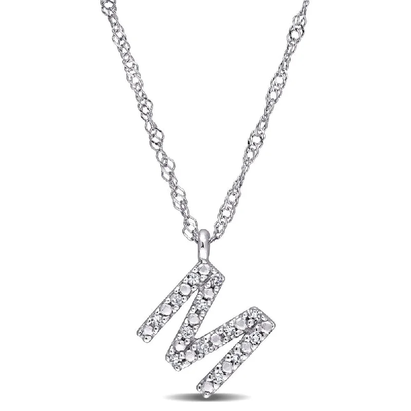 Crystal-twisted necklaces-Miadora 14k White Gold Diamond Accent M Initial Necklace