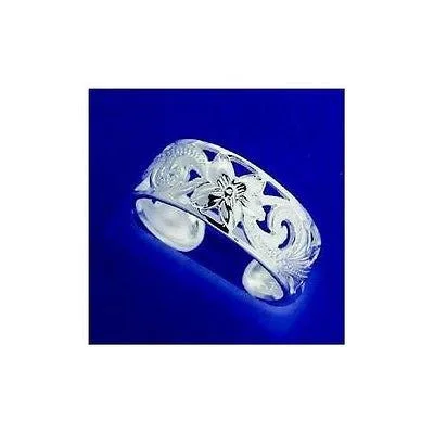 Old cameo engagement rings-STERLING SILVER 925 HAWAIIAN CUT OUT PLUMERIA FLOWER SCROLL TOE RING