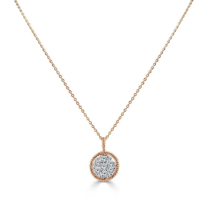 Raised disc necklaces-Joelle Diamond Circle 14K Gold Necklace 1/2ct TDW