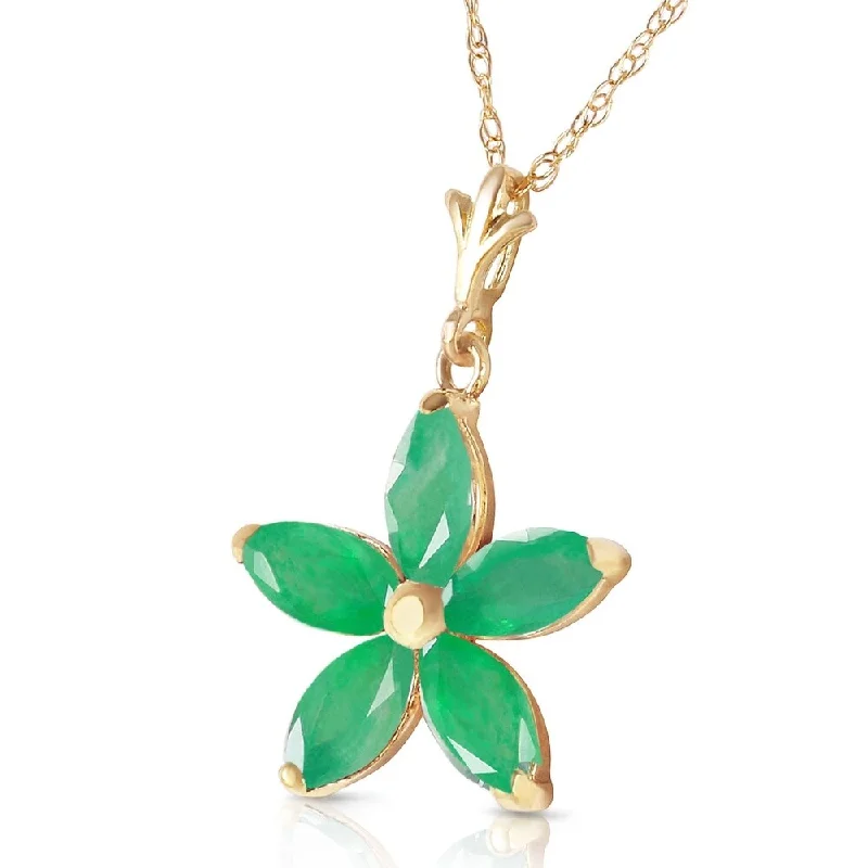 Multi-layer necklaces-1.4 Carat 14K Solid Gold Lulu Emerald Necklace