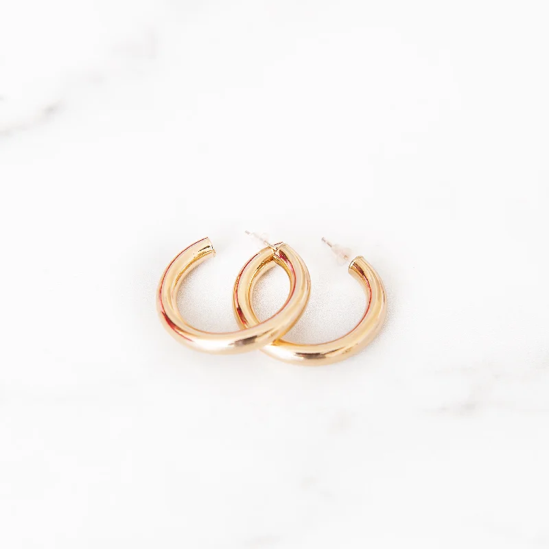 Light wood earrings-Classic Thick Gold Hoop Earrings