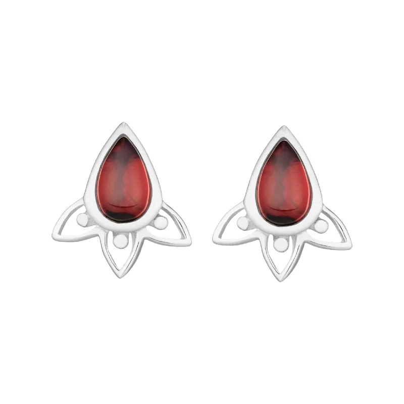 Patina brass earrings-ARIA - Sterling Silver & Garnet Studs