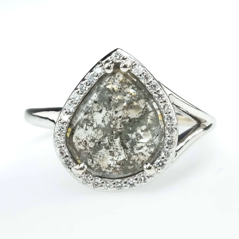 Topaz stone engagement rings-1.16ctw Diamond Slice with Diamond Accents Halo Ring in 14K White Gold