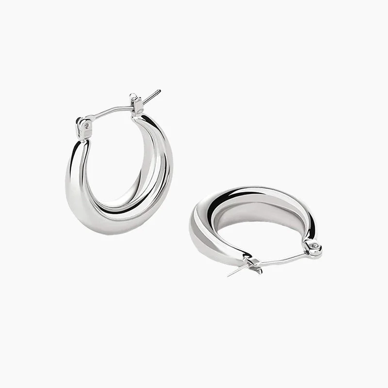 Smooth drop earrings-Thick Hoop Earrings For Women