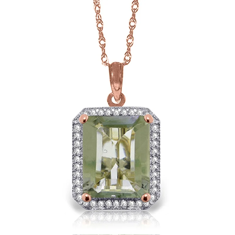 Nine-strand necklaces-5.55 Carat 14K Solid Gold Isabella Green Amethyst Diamond Necklace