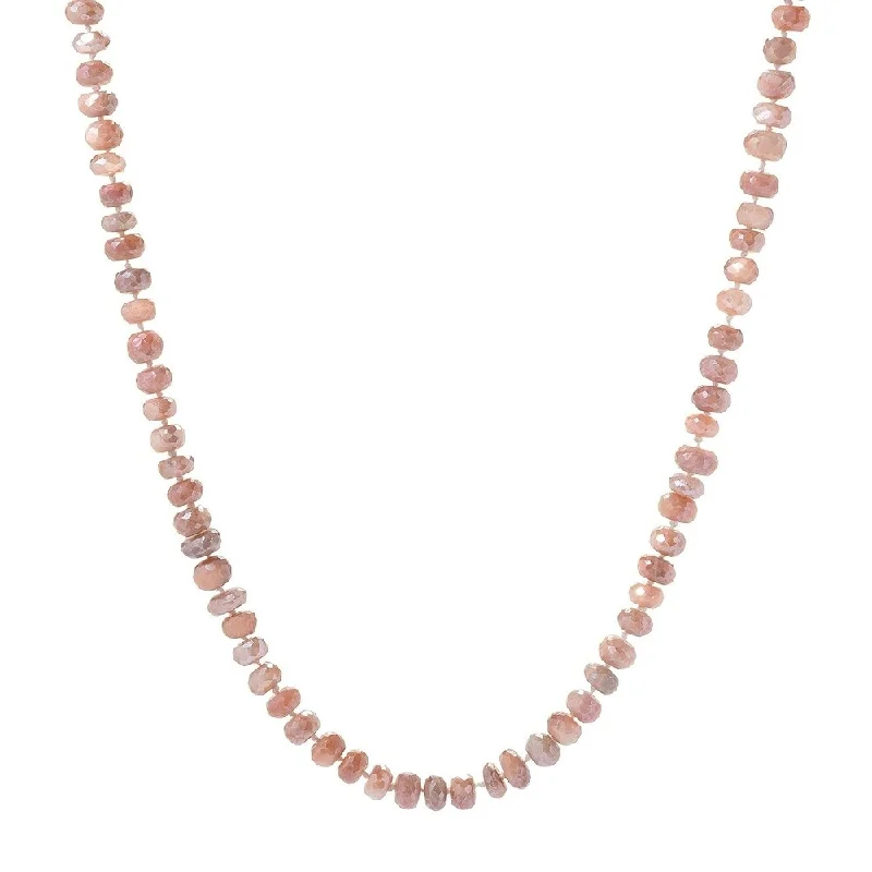 Shiny gold necklaces-35" Peach Moonstone Endless Beaded Necklace