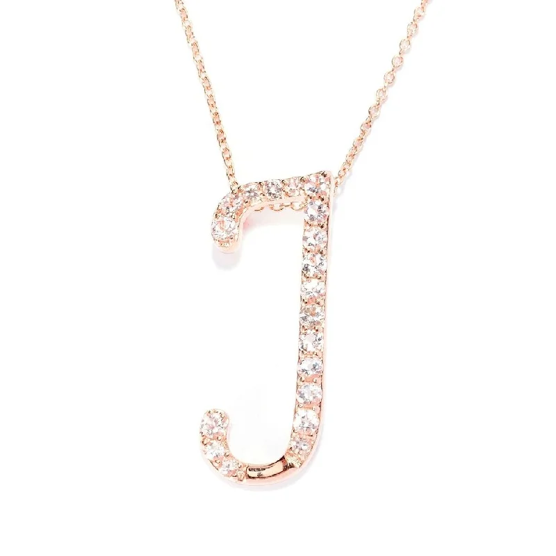 Galaxy charm necklaces-18k Rose Gold over Sterling Silver Round Morganite Initial J Necklace