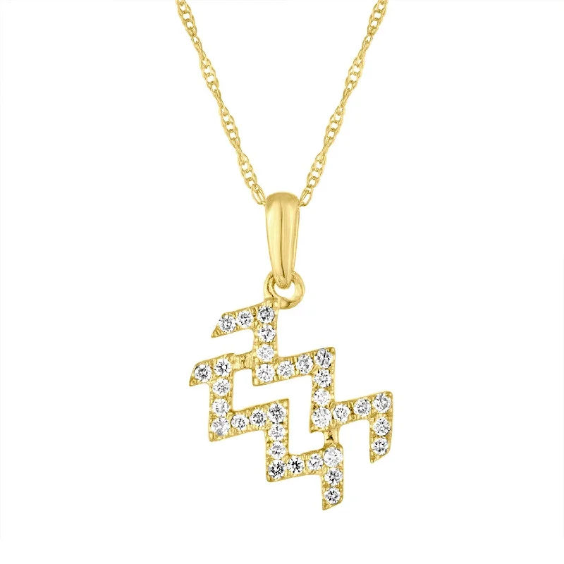 Vivid stone necklaces-Zodiac Diamond Necklace 14K Yellow Gold