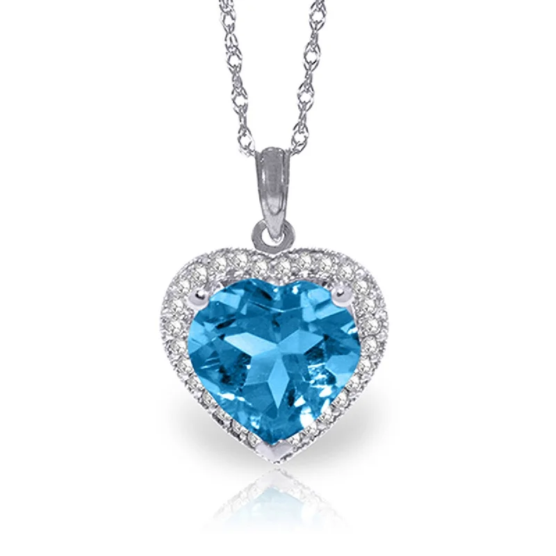 Tarnished silver necklaces-6.44 Carat 14K Solid Gold Elizabeth Blue Topaz Diamond Necklace