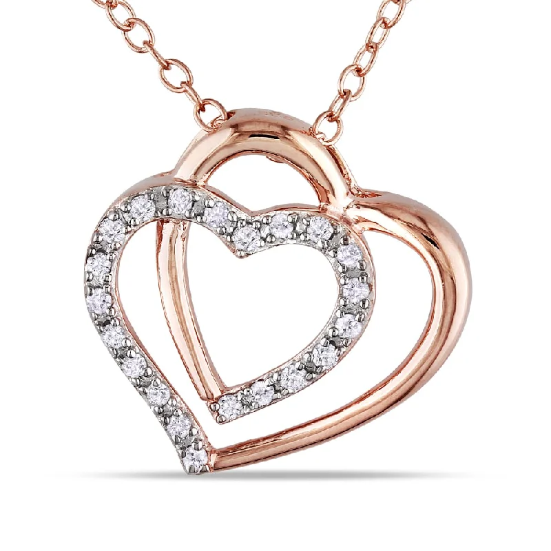 Tarnished silver necklaces-Miadora Rose Silver 1/10ct TDW Diamond Heart Necklace