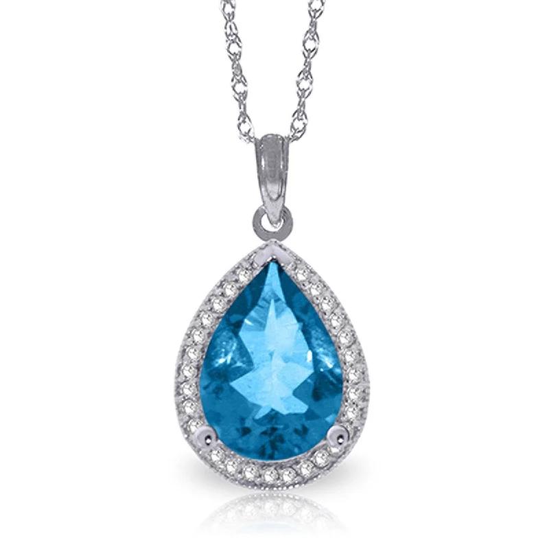 Tribal medallion necklaces-4.66 Carat 14K Solid Gold Lana Blue Topaz Diamond Gemstone Necklace