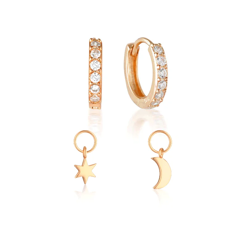 Playful pair earrings-Build Your Earring Set Jet Rose Gold