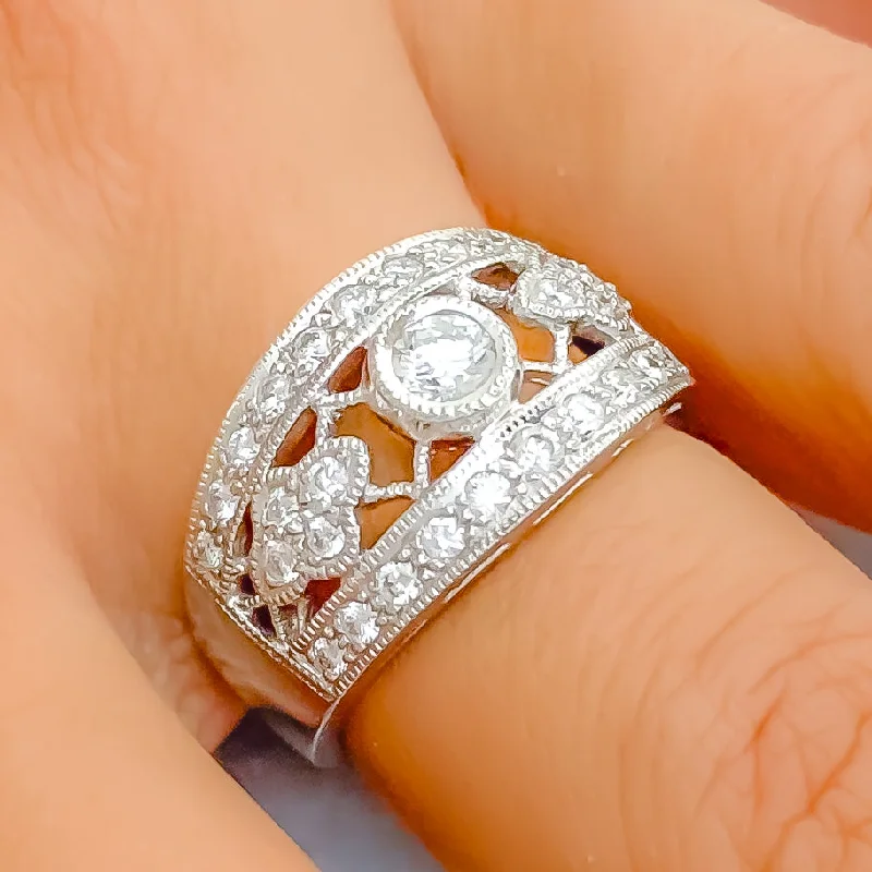 Glossy eternity engagement rings-Extravagant Vintage Diamond + 18k Gold Ring