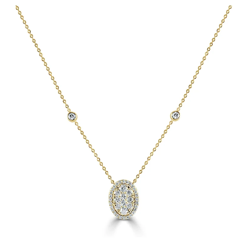 Coiled cord necklaces-Joelle Diamond Oval 14K Yellow Gold Necklace 1/2ct TDW