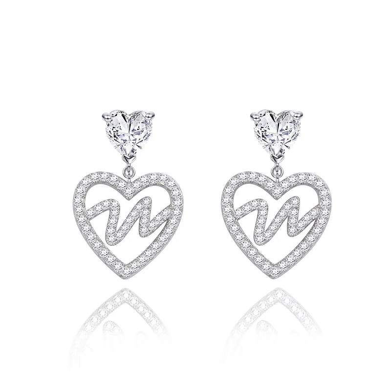 Wide statement earrings-"Amuse Me" Heart Post Sterling Silver Earrings