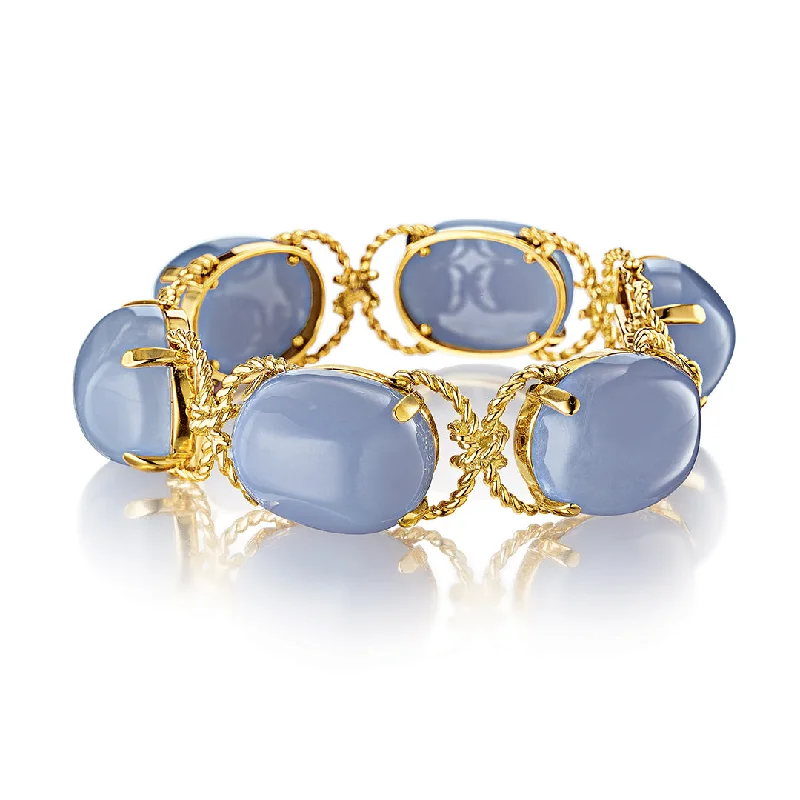 Surf bead bangles-Pebble Bracelet in Chalcedony