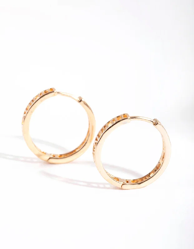 Worn medallion earrings-Gold Roman Numeral Hoop Earrings