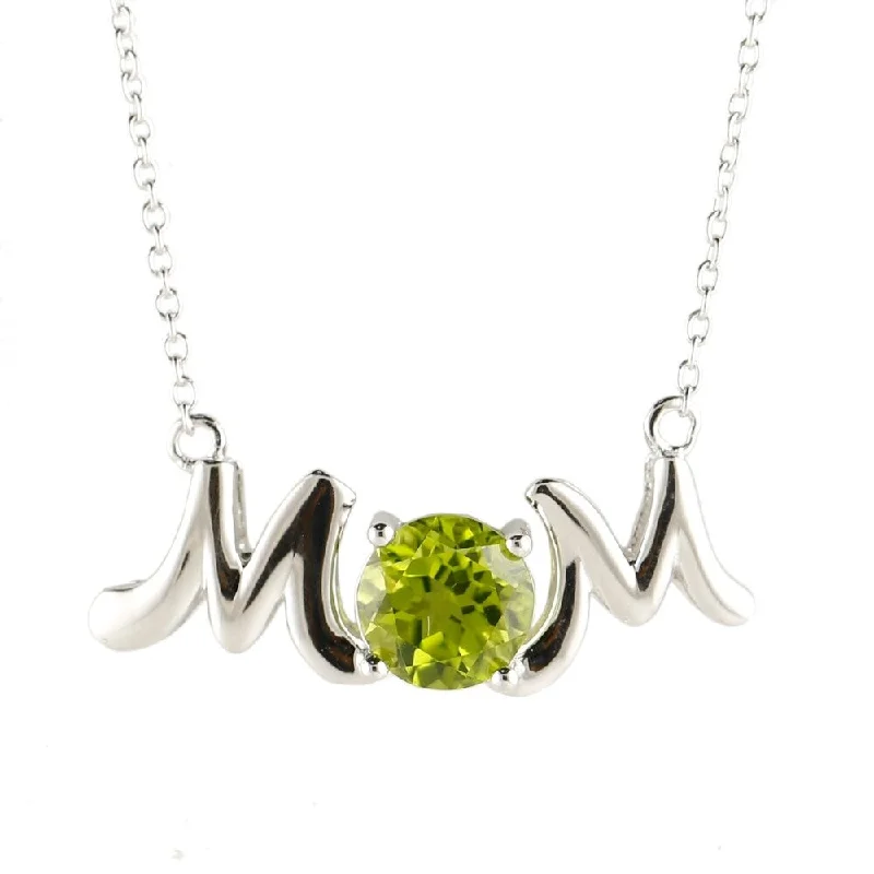 Half moon necklaces-Rhodium o/ Sterling Silver 2.25ctw Peridot Mom Pendant Necklace, 18"L - Green