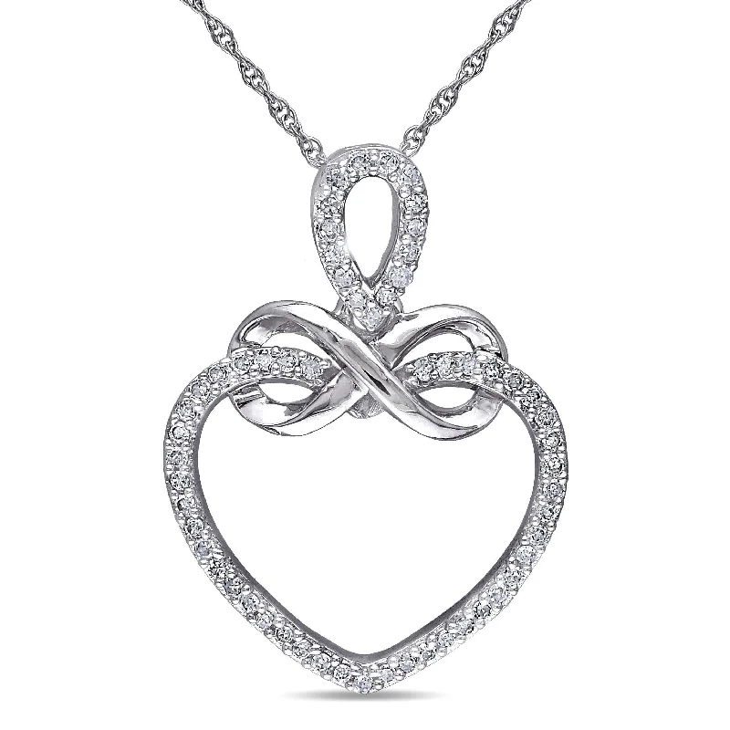 Soft thread necklaces-Miadora 10k White Gold 1/5ct TDW Diamond Heart Infinity Necklace