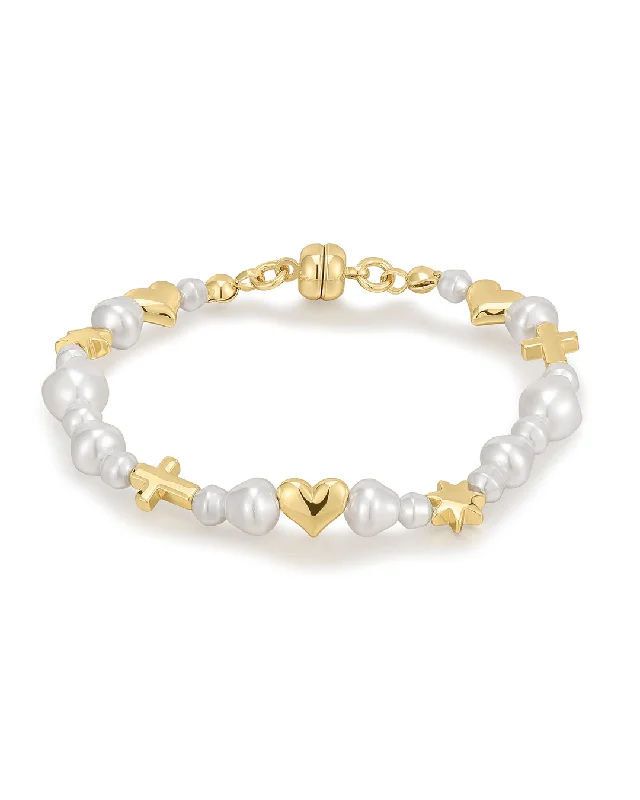 Petal carved bangles-The Etoile Pearl Stud Bracelet