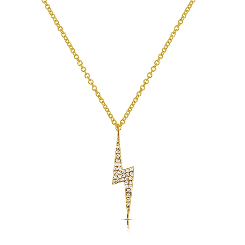 Fox charm necklaces-Joelle Diamond Pave Lightning Bolt 14K Gold Necklace 1/10 ct. TDW