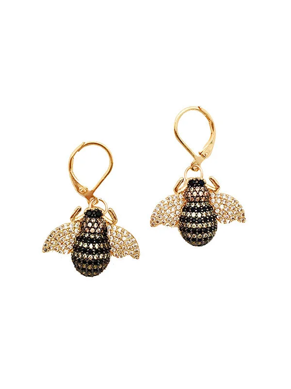 Shiny gold earrings-Bzzzzz Bee Earrings