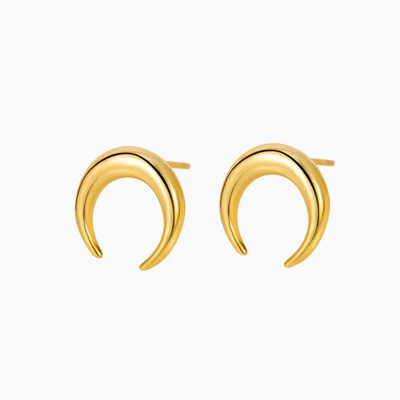 Topaz stud earrings-Sterling Silver Crescent Earring Stud