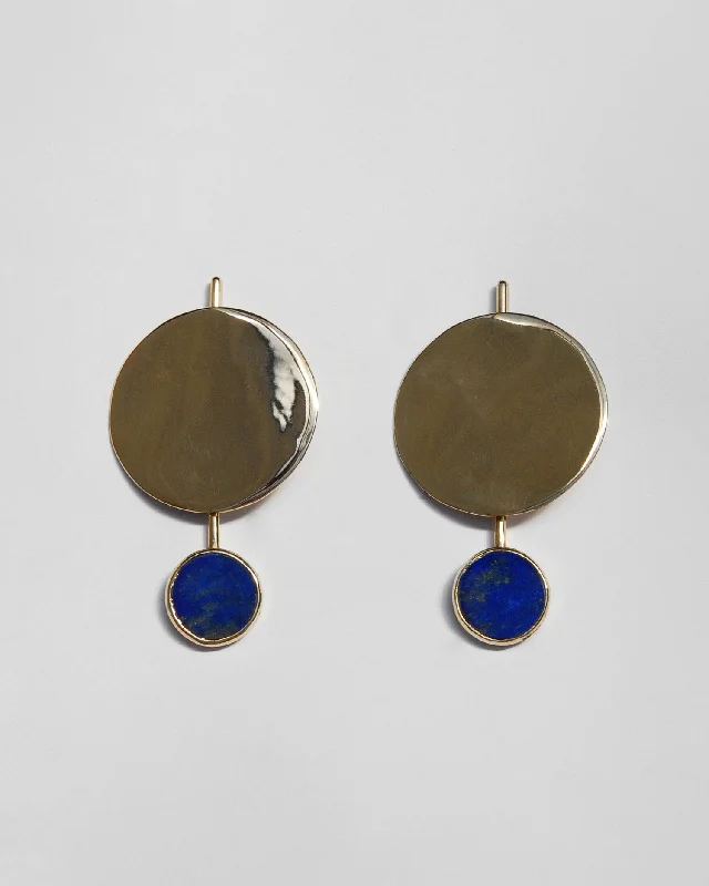 Patina brass earrings-Filia Earrings in Lapis