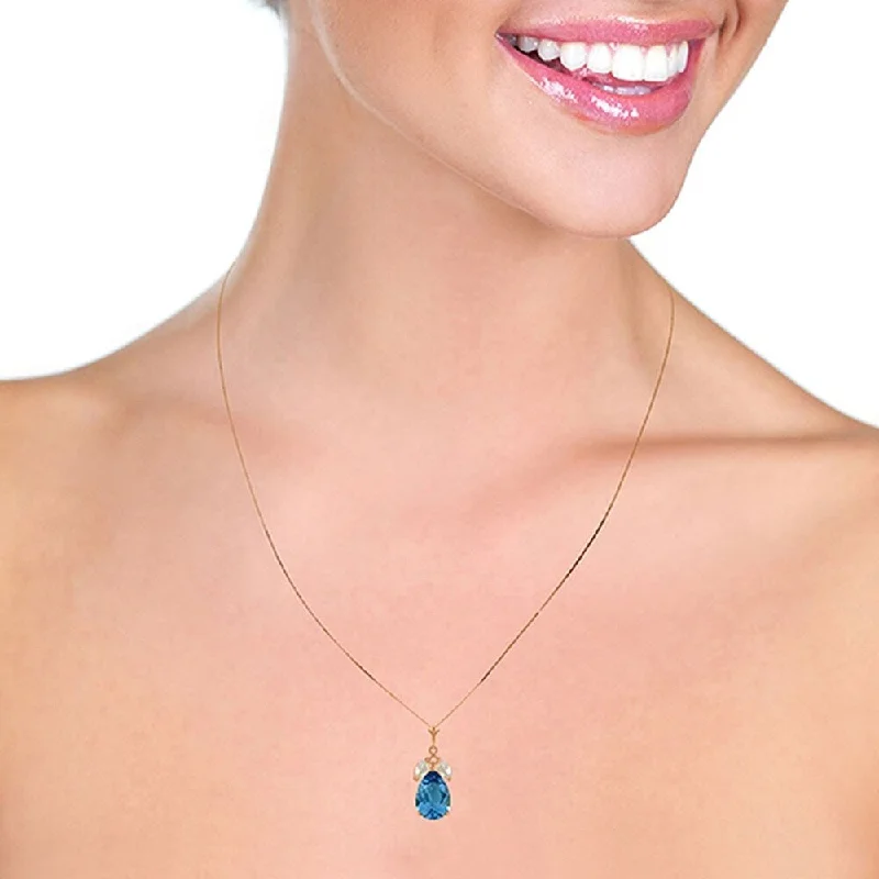 Stellar star necklaces-14K Solid Rose Gold Necklace with Blue Topaz & Rose Topaz