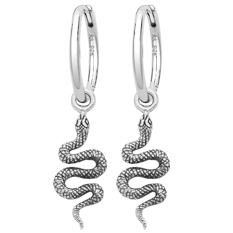 Radiant pearl earrings-SERPENT - Sterling Silver Hoops