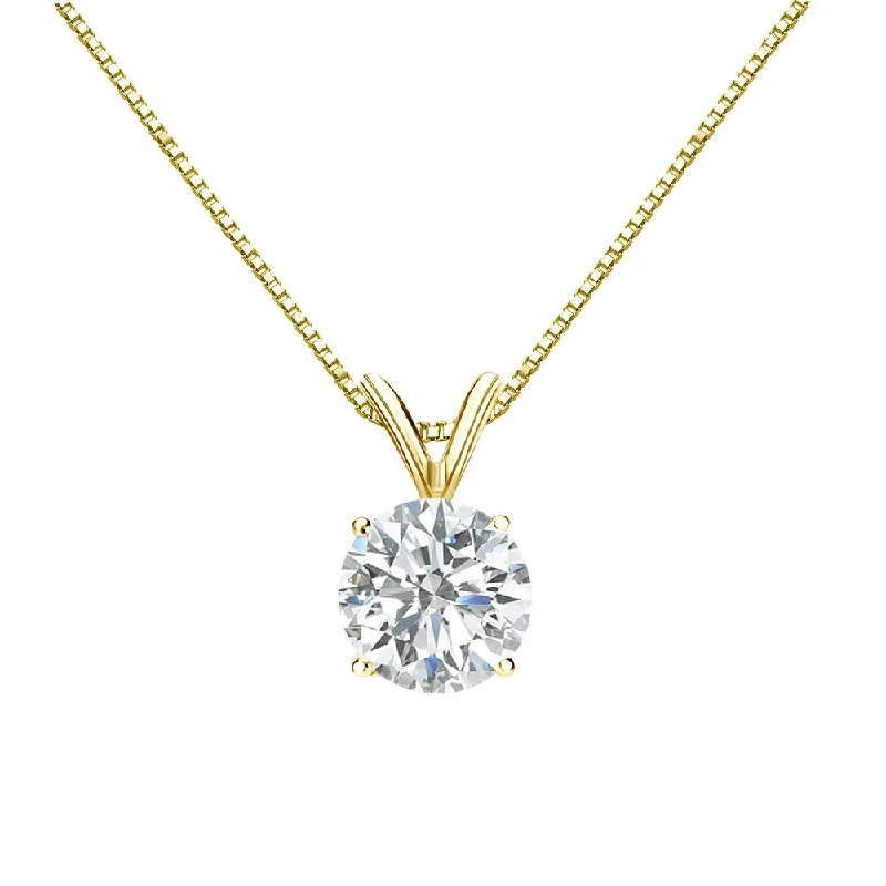 Loop knot necklaces-Auriya 1ctw Round Solitaire Diamond Necklace 18k Gold (I-J, SI2-SI3)