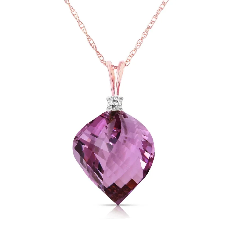 Vivid stone necklaces-10.8 Carat 14K Solid Gold World Goes Round Amethyst Diamond Necklace