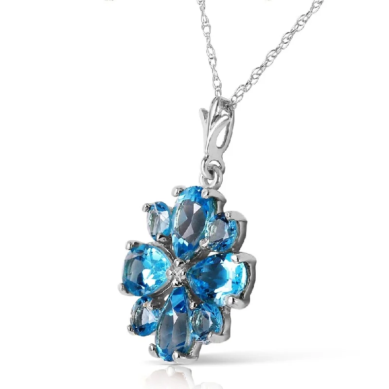 Surf wave necklaces-2.43 CTW 14K Solid White Gold Don't Haste Blue Topaz Necklace