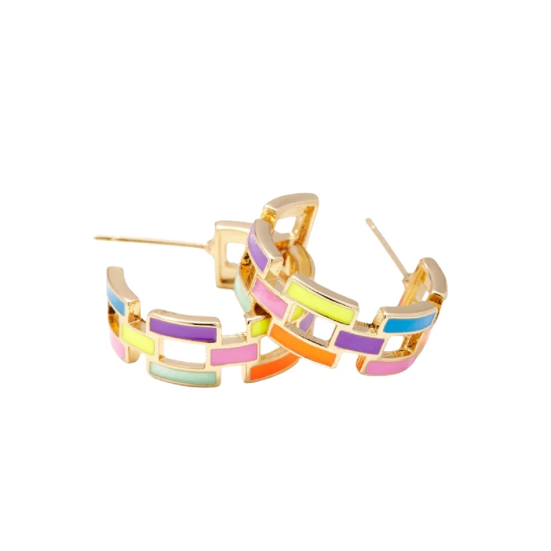 Astro charm earrings-Poppy Multicolor Acrylic Hoops